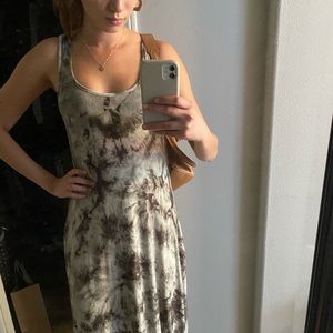 olive shibori maxi dress